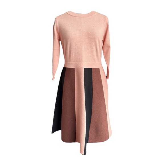 NWOT  Boden Rose Gold Long Sleeve Fit and Flare Dress - Picture 3 of 6